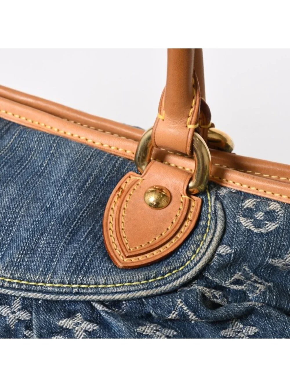 Louis Vuitton Neo Cabby MM Handbag 2-Way Monogram Denim Gold